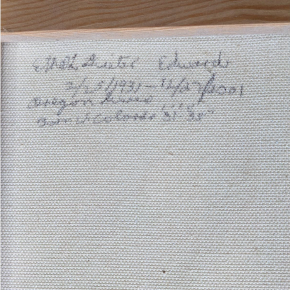 Vintage Mid-Century Floral Oil Painting, Pansies Iris Snowballs, Mint Green - Picture 6 of 10